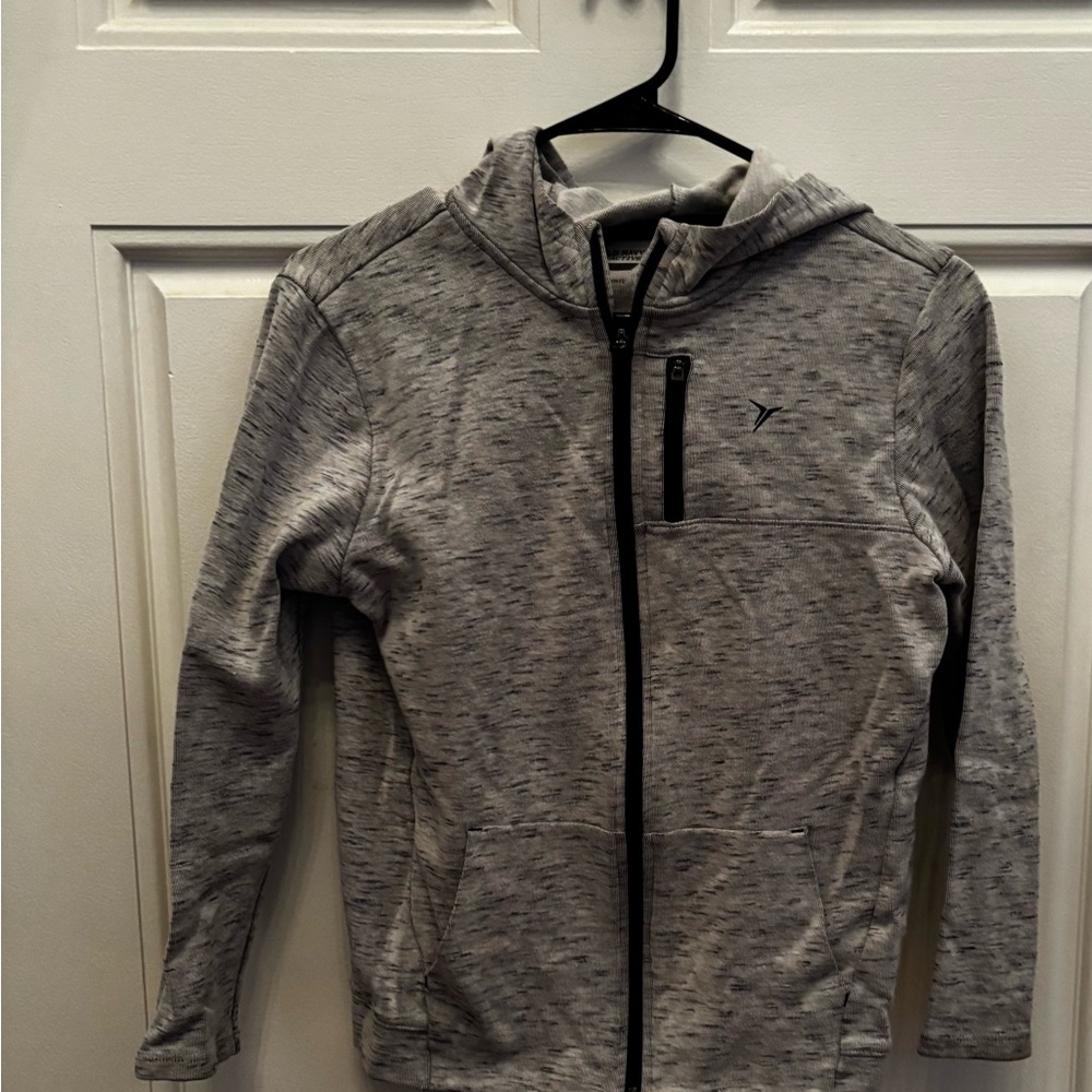 Old Navy Active Light Gray Marled Full-Zip Hoodie